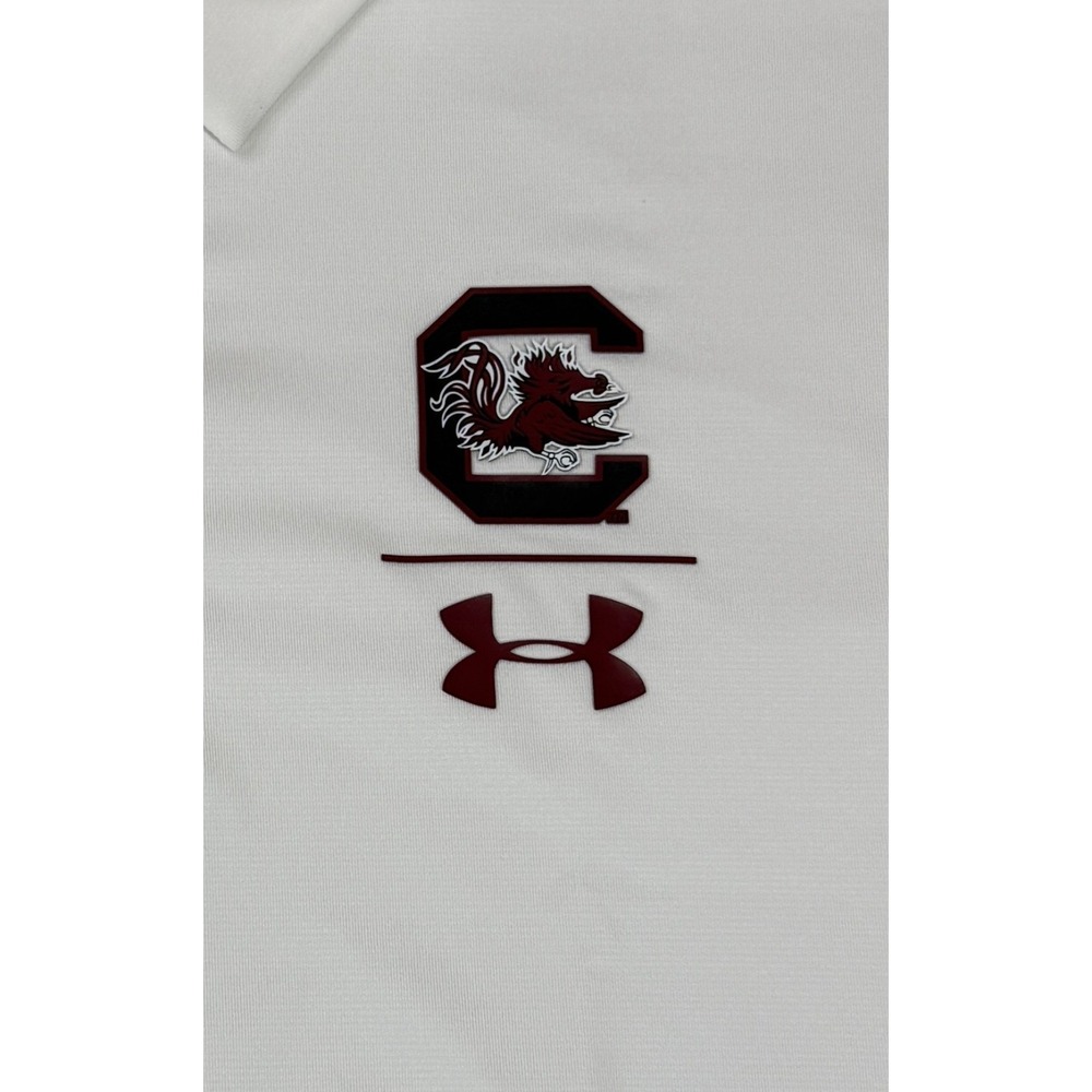 Under Armour HeatGear South Carolina Gamecocks 3XL White Loose Polo Shirt NWOT - Picture 3 of 6